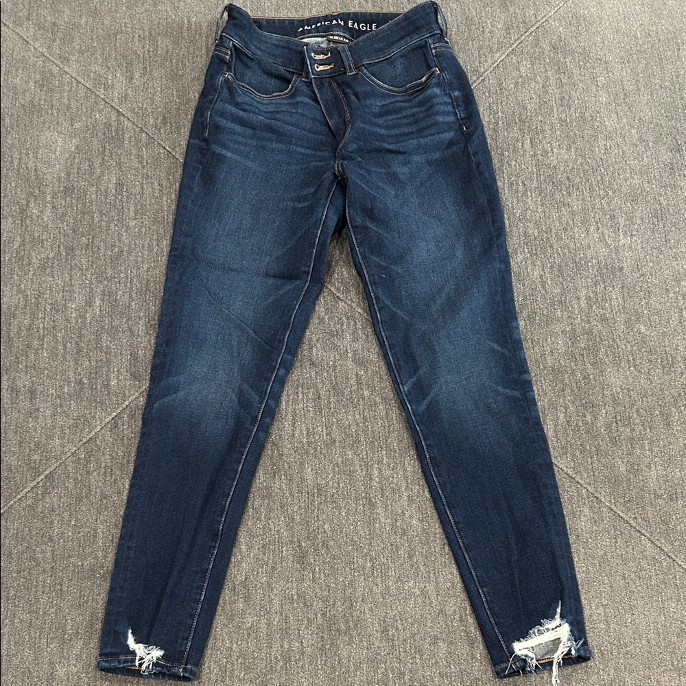 American Eagle Outfitters Women's Deep Blue High-Rise Jegging Crop